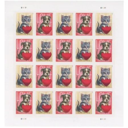 LOVE dog 2023 - 5 Sheets 100 Pcs Unused Stamps for Mailing